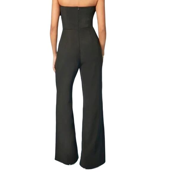 NWT Sam Edelman Strapless Feather Top Black Jumpsuit Size 4 - Picture 10 of 11